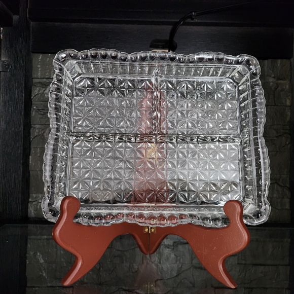 Other - Pressed Glass Divided Vanity Tray OR Relish Dish With Scalloped Edge